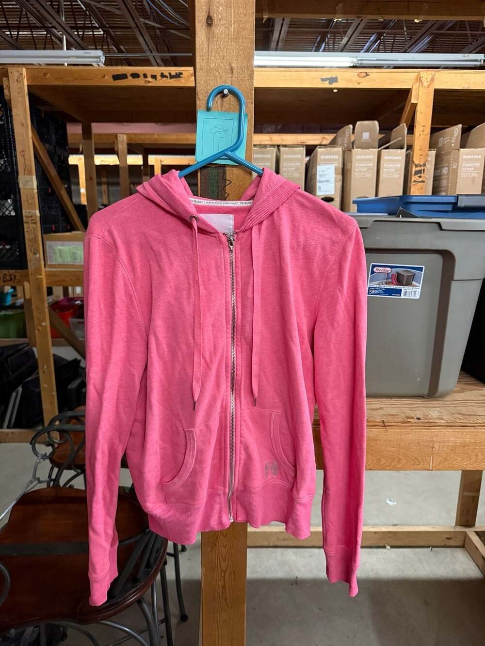 Victoria's Secret Supermodel Essentials Hoodie Size M Pink Rhinestone Wings